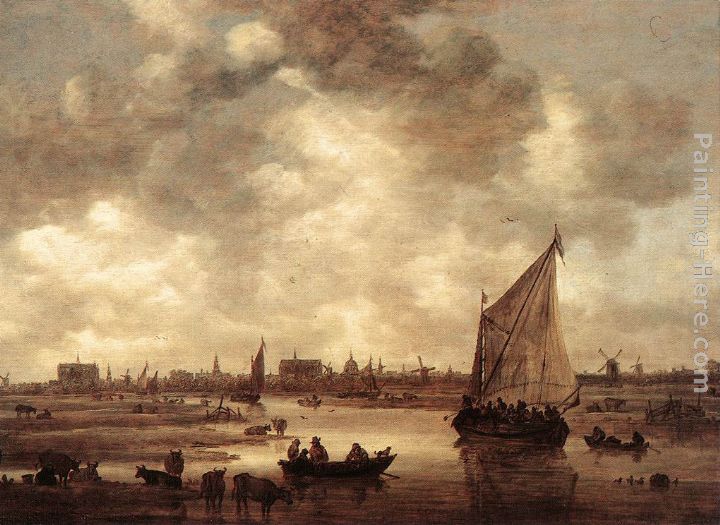 View of Leiden painting - Jan van Goyen View of Leiden art painting